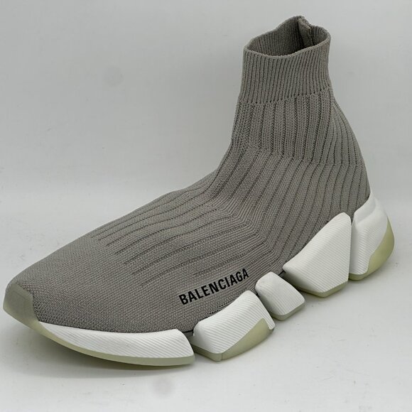 BALENCIAGA Women Stretch Knit Sock Speed 2.0 Flat Sneakers Shoes Grey - Picture 1 of 12